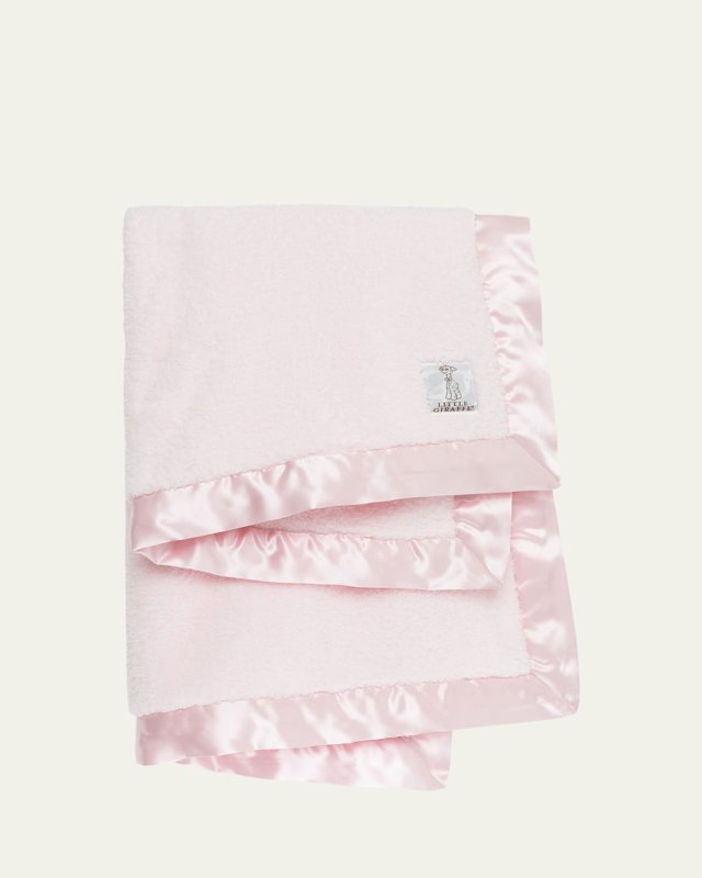 Chenille Solid Plush Baby Blanket w/ Satin Border
